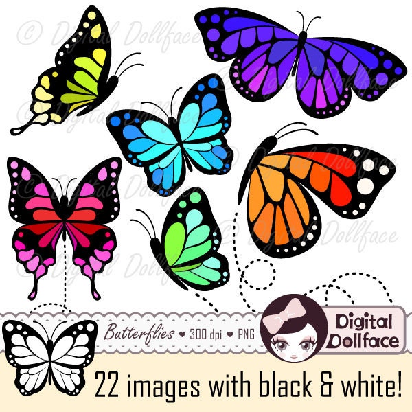 butterfly clip art monarch butterfly printable insect etsy