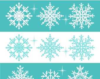 Digital Snowflake Clipart, Holiday, Winter Snow Flake Clip Art, Christmas