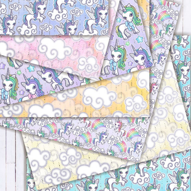 Pastel Unicorn Party DIGITAL PAPER Unicorn Scrapbook Paper Etsy