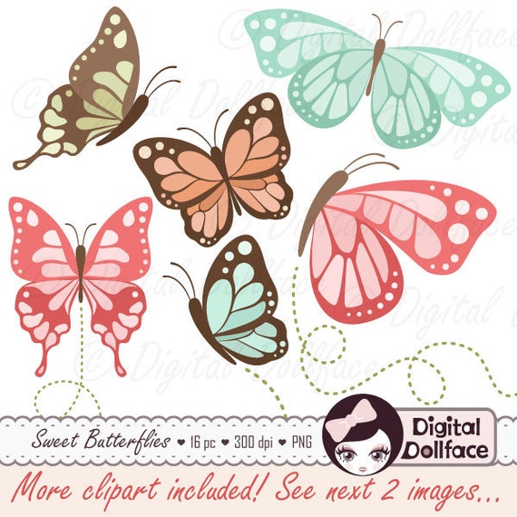 Butterfly Clipart, Butterfly Birthday Party Decor Clip Art, Graphic Downloads Il_570xn
