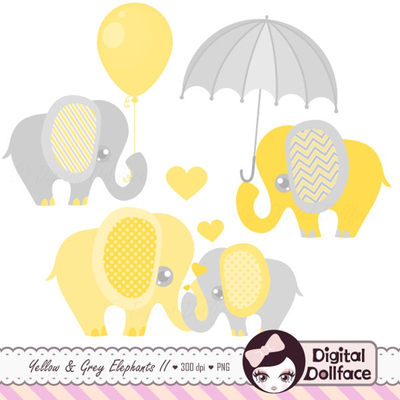 Elephant Baby Shower Clipart Baby And Mommy Elephant With Etsy