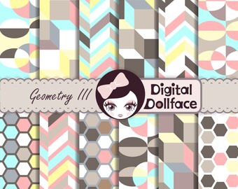 Pattern Digital Paper, Geometric Graphic, Modern Scrapbook Paper Design,Background Image