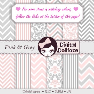 Pink and Grey Elephant Clip Art, Elephant Baby Shower Graphics, Nursery Clipart image 4