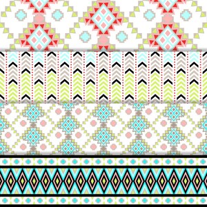 Neon Aztec Digital Paper, Geometric, Ikat Scrapbook Paper, Commercial ...