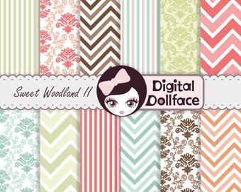 Shabby Digital Paper, Floral Cottage Scrapbook Paper, premade pages 12x12