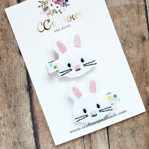 Easter Bunny Feltie Clip Set - Spring Hair Accessories - Pastel Hair Clips - Easter Bows