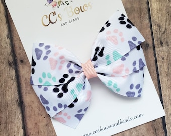 Paw Print Hair Bow - Dog Hair Bows for Girls Toddlers Baby - Hair Accessories