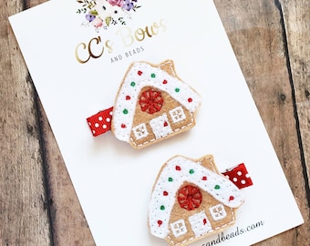 Gingerbread House Set of 2 Hair Clip