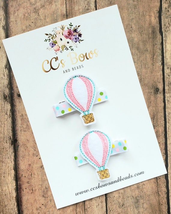 Hot Air Balloon Felt Hair Clips - Set of Two - Hair Bows for 