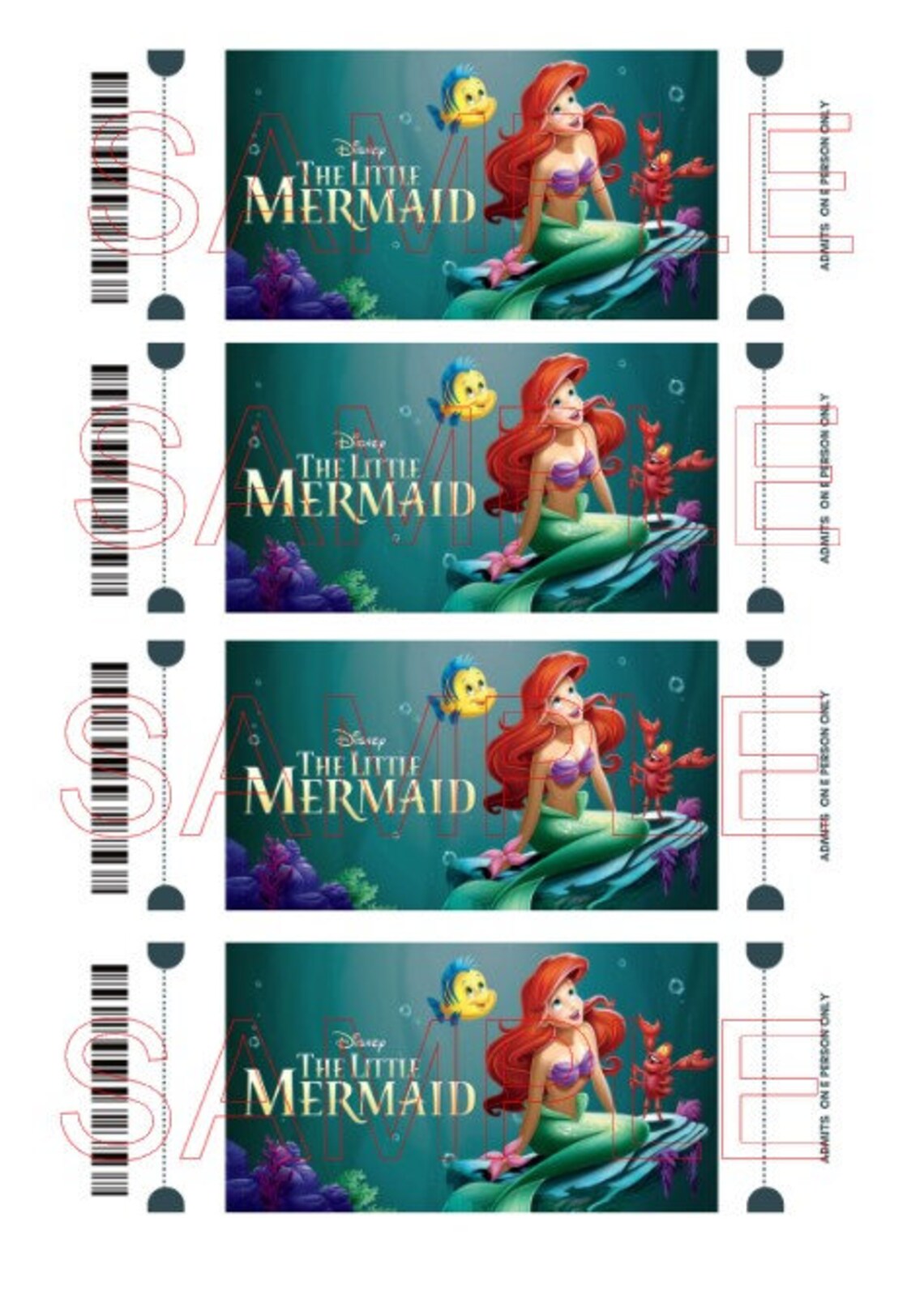 The Little Mermaid Movie Night Menu With Recipes and Ticket Stubs - Etsy
