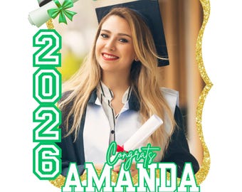 Plantilla editable de abanico de graduación en Canva Design / Abanico imprimible para fiesta de fotos de graduación / Plantilla personalizada de abanico de mano para graduación (hazlo tú mismo)