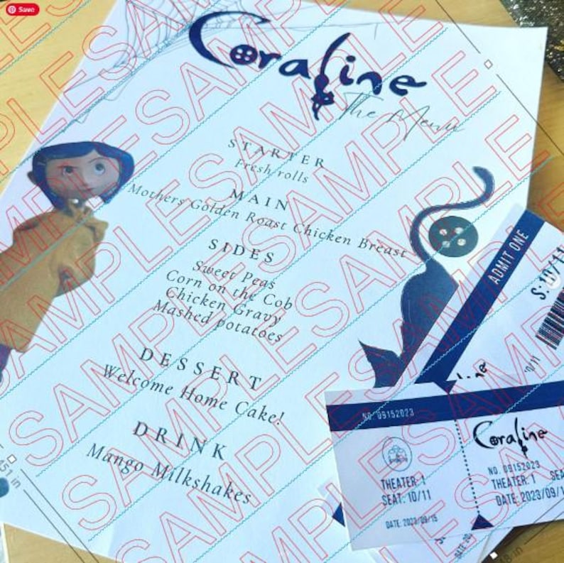 Coraline Movie Night Menu Template With Tickets - Etsy