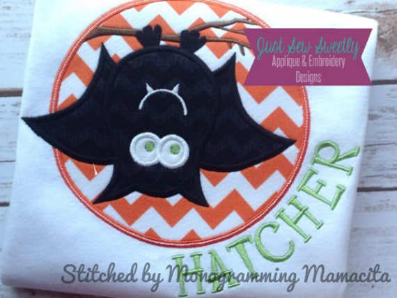 Cute Bat Halloween Applique Design - Embroidery Machine Pattern