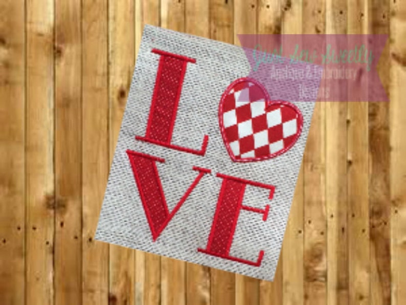 Love Valentine’s Day Heart Applique Design Embroidery - Etsy