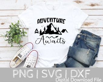 Adventure Awaits SVG, Camping SVG, Camping Life svg, Happy Camper svg, Camping Shirt svg, Cut Files for Cricut, Silhouette