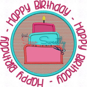 Birthday Cake Applique Frame Embroidery Machine Pattern Candle image 2