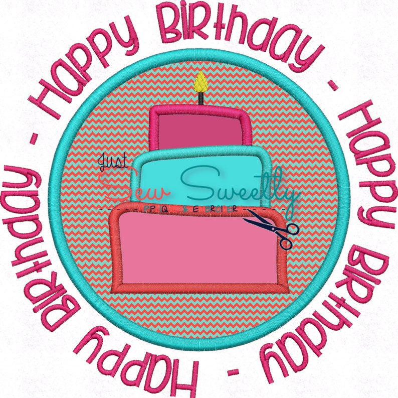 Birthday Cake Applique Frame Embroidery Machine Pattern Candle image 2