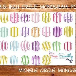 Michele Circle Monogram Embroidery Font - 3.5 inch