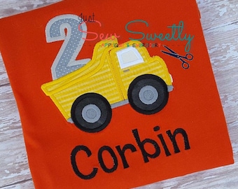 2nd Birthday Dump Truck Applique Design - Embroidery Machine Pattern - construction truck