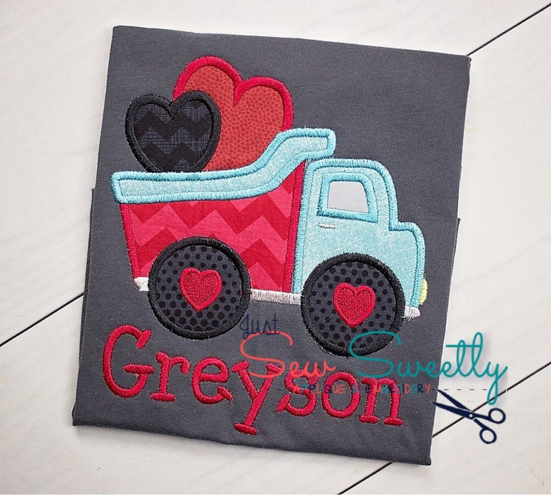 Valentines day dump truck applique design jessecmault etsy Valentines day dump truck applique design jessecmault etsy