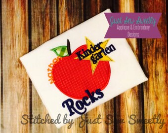 Kindergarten Rocks:  Back to School Applique Design - Embroidery Machine Pattern kinder