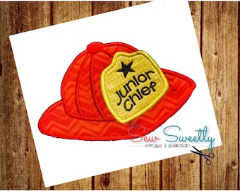 Fireman sombrero bombero sombrero de fuego Applique diseño - patrón de la máquina de bordar