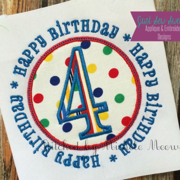 Happy Birthday Frame/Patch Applique Design - Embroidery Machine Pattern BLANK