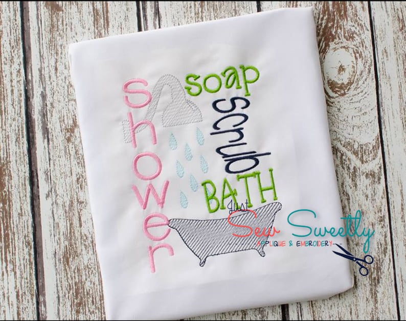 Bathroom Shower Subway Art Embroidery Design Embroidery Etsy