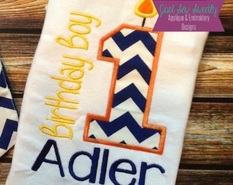 1st Birthday Boy - Embroidery Machine Pattern - First Birthday Candle