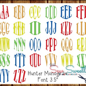 Hunter Circle Monogram Embroidery Font - 3.5 inch