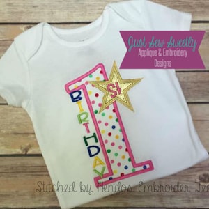 1st Birthday Star - Embroidery Machine Pattern - First Birthday Candle