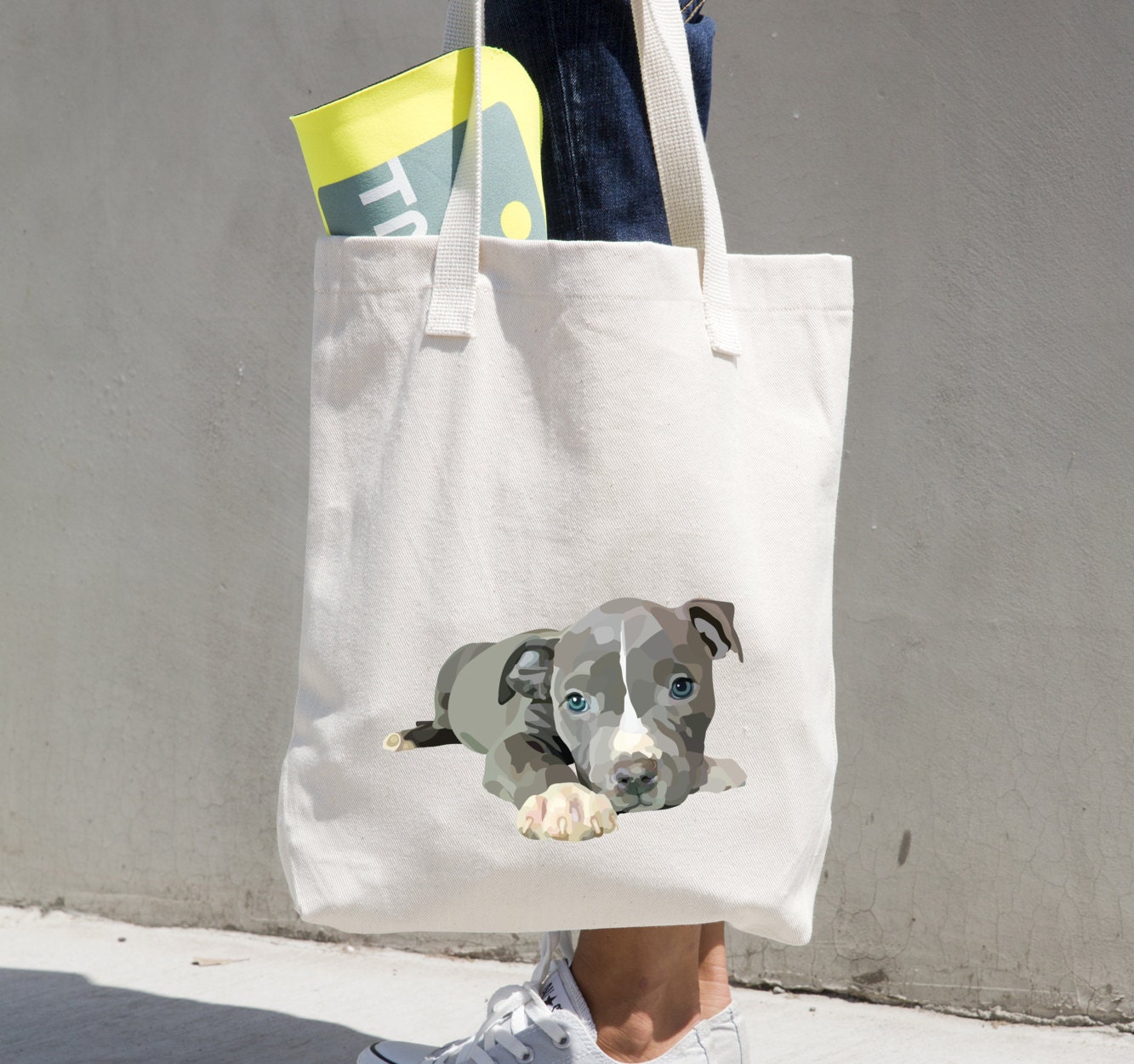 Tote Bag Custom Dog Breed Natural Canvas Tote Bag Choose Your Etsy