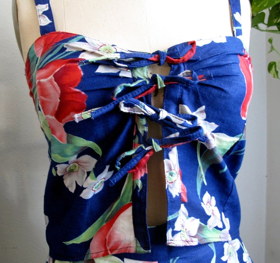 Rare 2-piece set. Vintage tie top and high waiste… - image 1