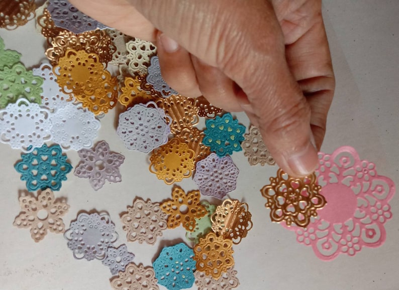 70 pcs mini tiny paper doilies for scrapbook, journal, planner, card-making Free shipping image 9