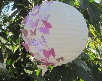 DIY Indoor outdoor paper lantern to be accented with paper butterflies for weddings, parties or room decor
