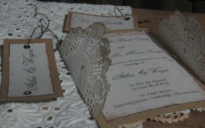 Save the Date Invitation Vintage Style Lace Card | Etsy