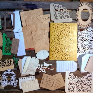 40+ pieces Destash Handmade die cut, embossed tags,  journal cardmaking just PAY FOR SHIPPING & listing