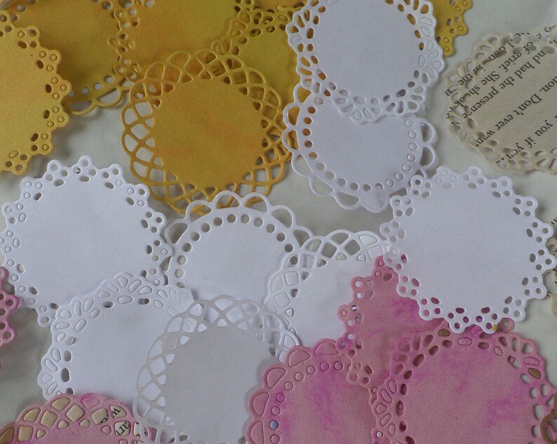 70 pcs mini tiny paper doilies for scrapbook, journal, planner, card-making Free shipping image 5