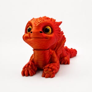 Ember the Dragon Hatchling | Articulated 3D Printed Baby Dragon, Twist-Open Egg | Mystical Realm Creature | Collectible Holographic Sticker