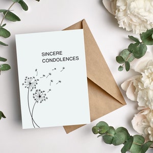 Carte imprimable de condoléances de pissenlit | Carte de condoléances | Fichier imprimable TÉLÉCHARGEMENT INSTANTANÉ