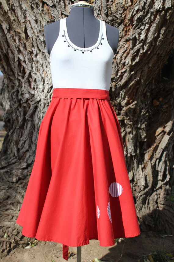Items similar to Women's Red Circle Skirt 3/4 Circle Elastic Waist
