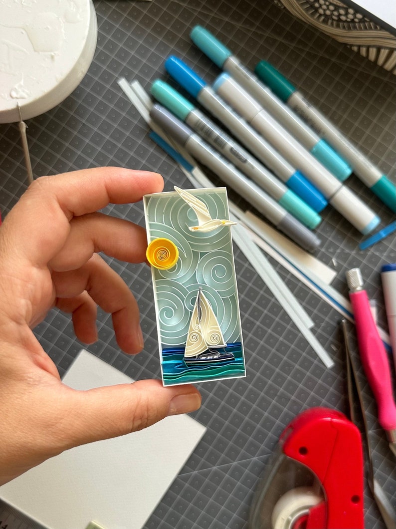 Paper Quilling Rectangular Quilled Paper Art: Sailing Into Serenity - Etsy