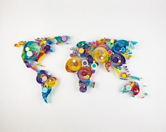 We Are The World Quilling Art - World Map Artwork, World 3D, Home Decor, Wall Decor, Wall Hanging, Housewarming Gift, May Birthday