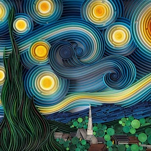 Arte con la carta quilled: Notte stellata