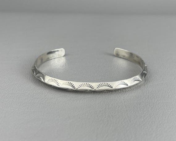Small Size Native American Solid Silver Cuff Brac… - image 1