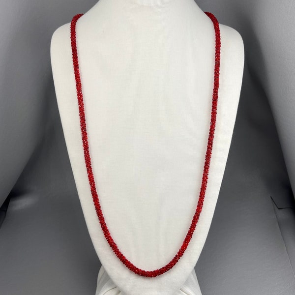 Long Red Necklace Etsy