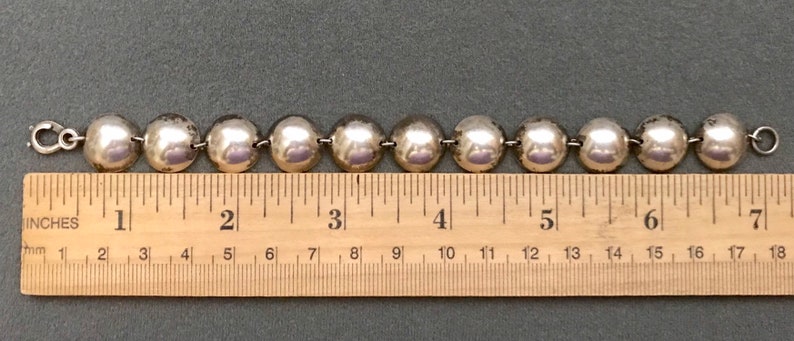 Old Sterling Silver Handmade Silver Dome Link Bracelet Free shipping.