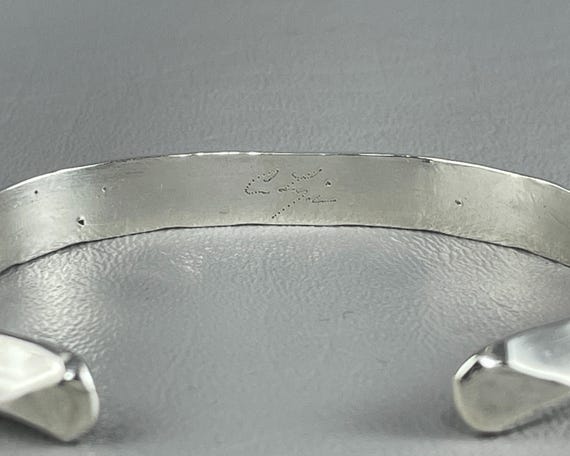 Native American Heavy Solid Silver Cuff Bracelet-… - image 7