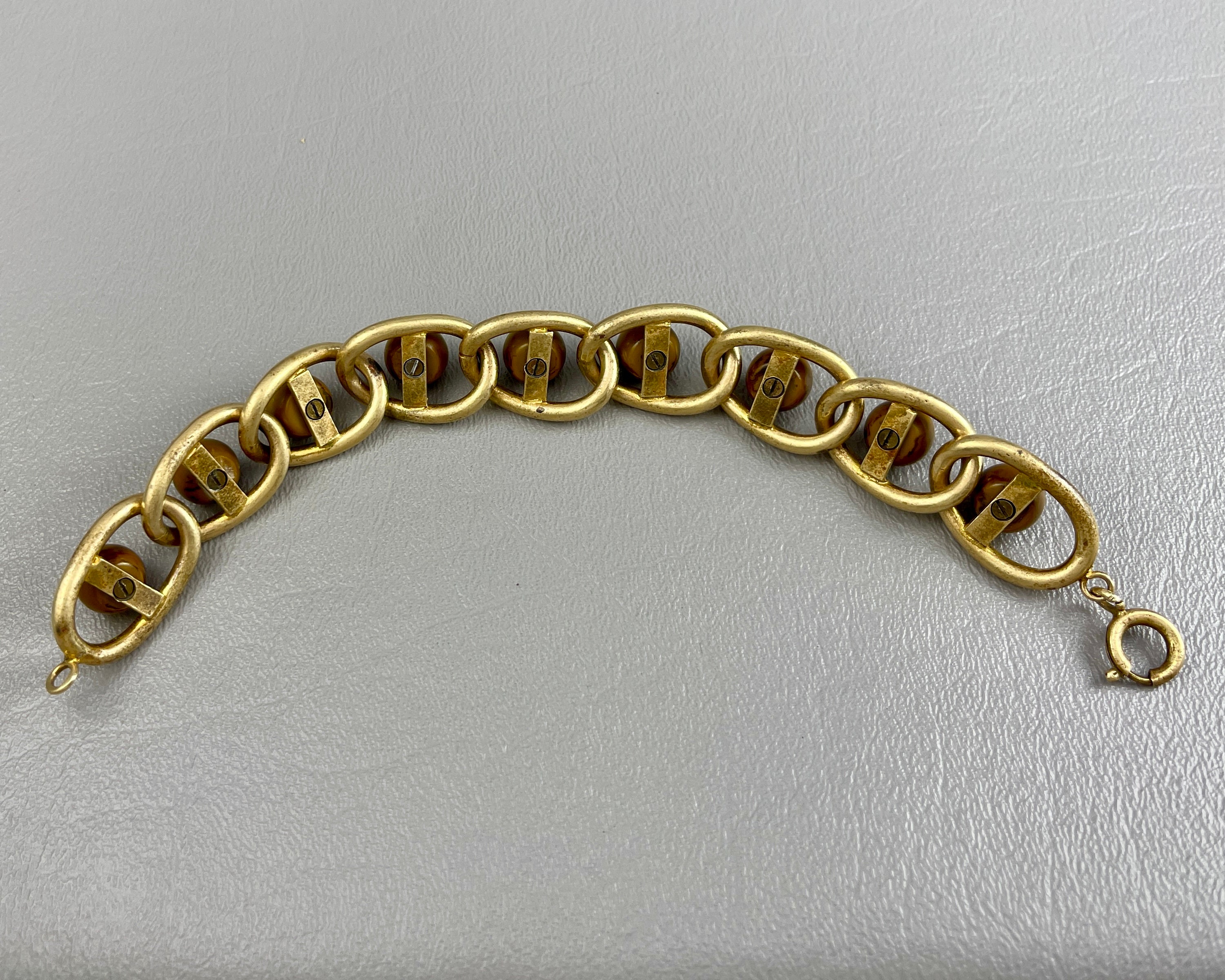 Chunky Art Deco Gold-plated Brass and Vintage Celluloid