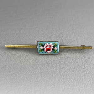 Antique Italian Micromosaic Bar Brooch, with C Clasp-2 1/2 Long. Free shipping.